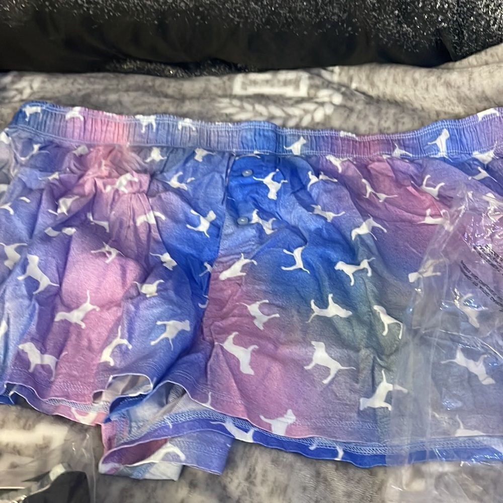 Lot of 2 xxl VS pink flannel boxy pajama shorts tie dye/ombre - Picture 3 of 4